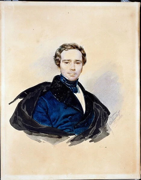 Portrait of Feodor, Prince Galitzine, 1833 (w  /  c on cardboard)