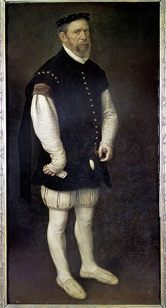 Portrait in foot of Pejeron, jester of the Count of Benavente Painting by Antonio Moro