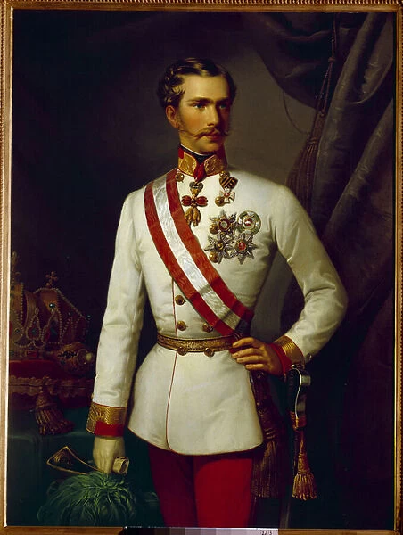 Portrait of Francois Joseph of Austria was 28 years old in ceremonial uniform (1830-1916)