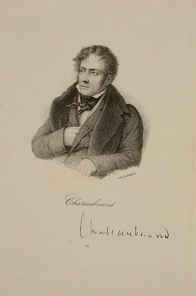 Portrait of Francois Rene (1768-1848) Vicomte de Chateaubriand (litho)