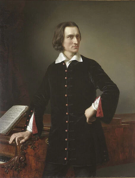 Portrait de Franz Liszt (1811-1886), compositeur et pianiste hongrois - Portrait de Franz Liszt - Peinture de Miklos Barabas (1810-1898) 1847 Hungarian National Museum, Budapest