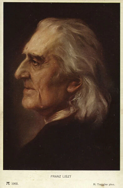 Portrait of Franz Liszt (colour litho)