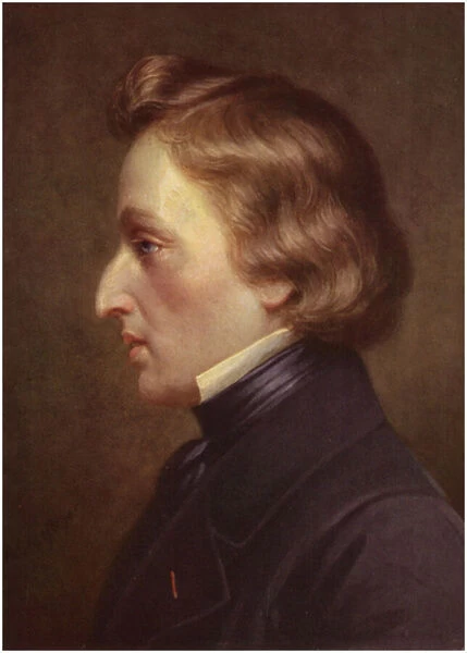 Portrait of Frederic Chopin (colour litho)