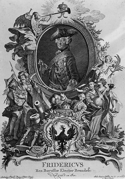 Portrait of Frederick II (1712-86), engraved by Johann Esaias Nilson (1721-88) (engraving)