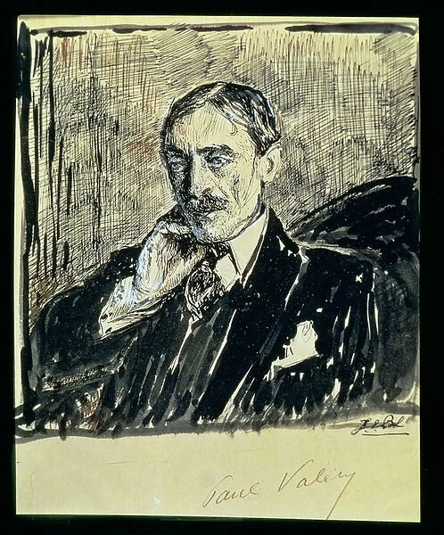 Portrait of the French Writer Paul Ambroise Valery (1871-1945) (ink on paper)