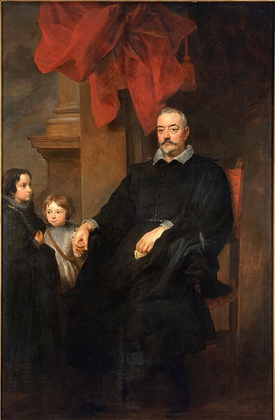 Portrait of Genois nobles with two young girls Painting by Antonie Van Dyck (1599-1641