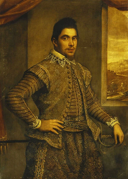 Portrait of a Gentleman, Standing Three-Quarter Length, Wearing an Elaborately