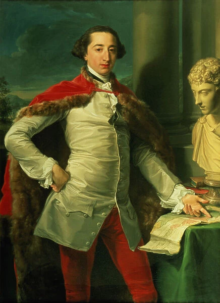 Portrait of a Gentleman, standing three-quarter length, Wearing a White Waistcoat