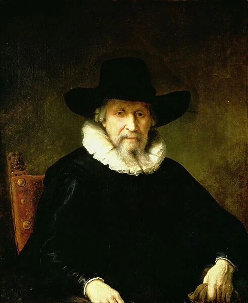 Portrait of a Gentleman wearing a ruff and dark clothes with a wide brimmed hat