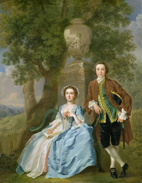 Portrait of George and Margaret Rogers, c. 1748-50 (oil on canvas) (see also 111971)