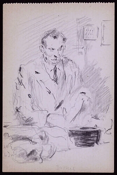 Portrait of Gilbert? Bayes, c. 1928 (pencil on paper)