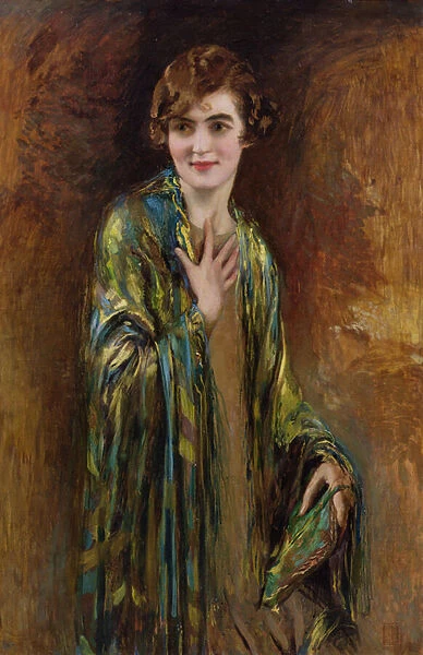 Portrait of a girl with a green shawl, c. 1920