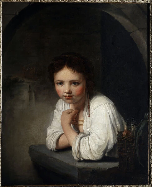 Portrait of a Girl in the Window Painting by Jean Baptiste Santerre (1651-1717