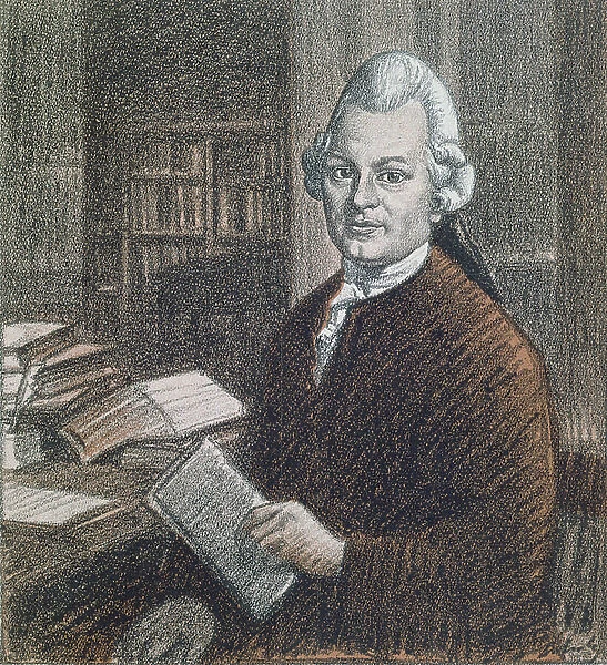 Portrait of Gotthold Ephraim Lessing (1729-81), illustration from Simplicissimus magazine, 1922 (colour litho)
