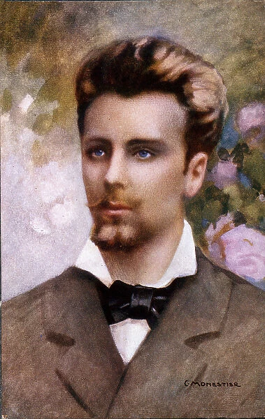 Portrait of Guglielmo Oberdan (1858-1882), postcard after a painting by C. Monestier