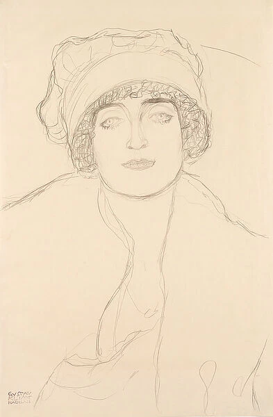 Portrait in a Hat, 1917-118 (pencil on paper)