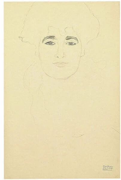 Portrait of a Head from the Front, c.1914-16 (pencil on paper)