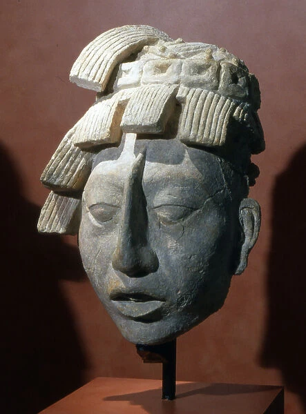 Portrait head of Pacal, King of Palenque from the Temple of the Inscriptions (stucco)