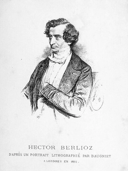 Portrait of Hector Berlioz (1803 - 1869) - based on a portrait lithographed by Baugniet