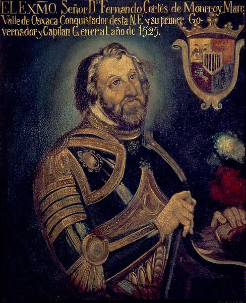 Portrait of Hernan Cortes (1485-1547) 1525 (oil on panel)
