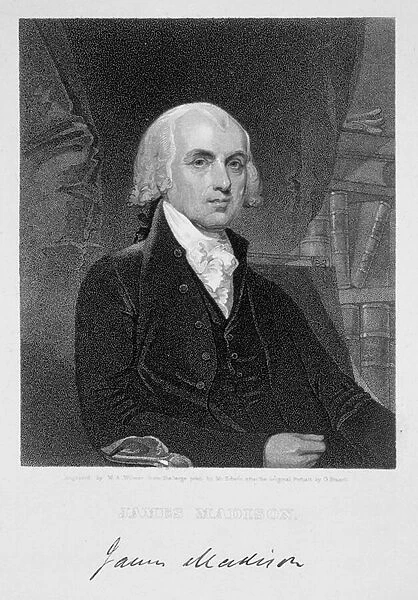 Portrait of James Madison, engraved by William A. Wilmer (c. 1820-c