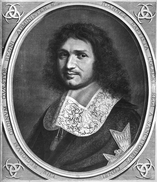 Portrait of Jean Baptiste Colbert (1619-83) (engraving) (b  /  w photo)