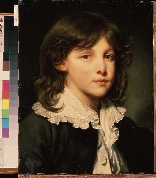 'Portrait de jeune garcon'(Portrait of a boy) Jeune adolescent aux cheveux longs. Peinture de l ecole francaise. Fin du 18eme siecle Musee pouchkine, moscou