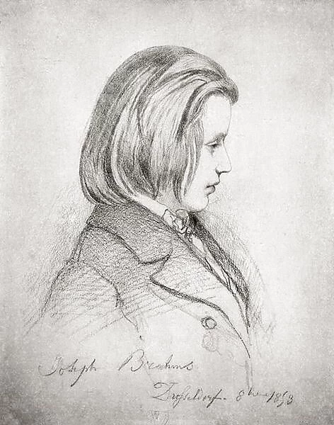 Portrait of Johannes Brahms (1833-97) aged Twenty, 1853 (pencil on paper)