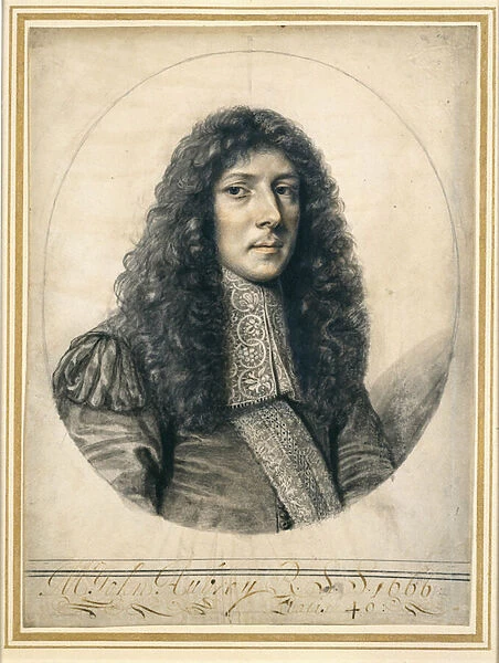 Portrait of John Aubrey, 1666 (black lead & chalk on paper)