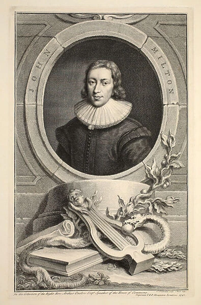 Portrait of John Milton, illustration from Heads of Illustrious Persons of Great
