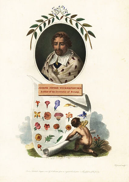 Portrait of Joseph Pitton de Tournefort, French botanist. 1802 (engraving)