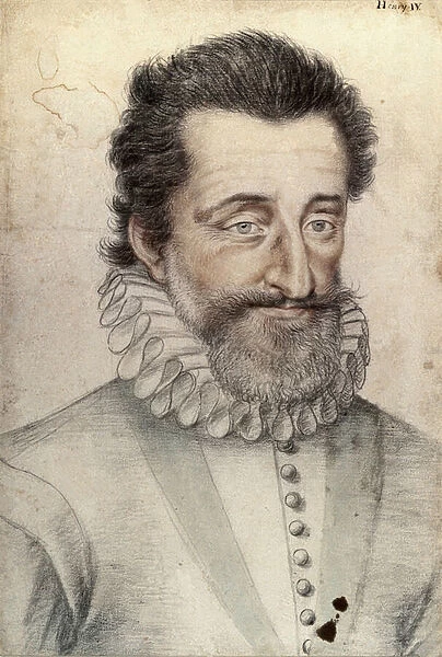 Portrait of King Henry IV of France (1553-1610), 16th century (drawing)