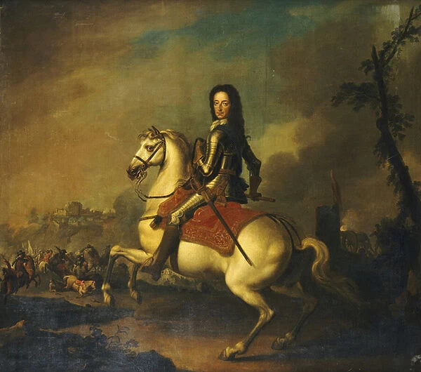 Portrait of King William III at the Battle of the Boyne in 1690 (oil on canvas)