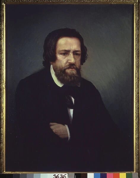 Portrait de l artiste Alexandre Ivanov (1806-1858). Peinture de Sergei Petrovich Postnikov (1825-1880), huile sur toile. Art russe 19e siecle. State Tretyakov Gallery, Moscou