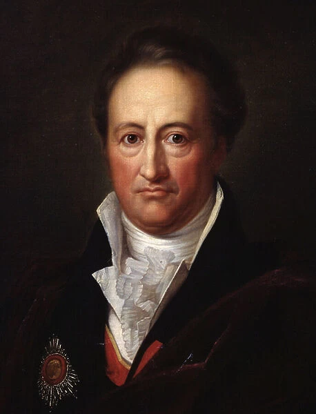 detail de : Portrait de l ecrivain Johann Wolfgang von Goethe (1749-1832) (Portrait of the Author J. W. von Goethe). Peinture de Gerhard von Kugelgen (1772-1820), huile sur toile, 1810. Art allemand 19e siecle