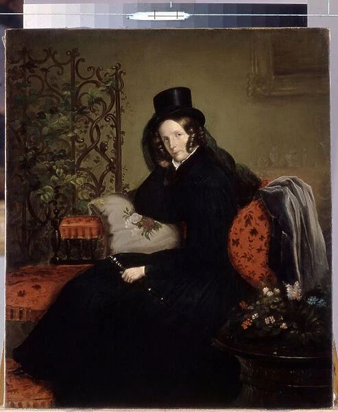 Portrait de l imperatrice Alexandra Fedorovna (nee Charlotte de Prusse, 1798-1860), epouse de l empereur Nicolas I (1798-1860). En tenue de cavaliere. Peinture de Franz Kruger (1797-1857), huile sur toile, 1836