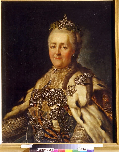 Portrait de l imperatrice Catherine II (1729-1796). Peinture de Alexandre Roslin (1718-1793), huile sur toile. Art suedois 18e siecle, classicisme. Regional Art Museum, Vinnytsia (Ukraine)