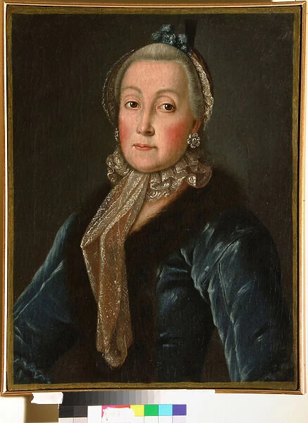 Portrait de la comtesse Anna Danilova Trubetskaya (1710-1780), nee Drutskaya Sokolinskaya - Peinture anonyme, huile sur toile (60x46, 5 cm), seconde moitie du 18eme siecle - (Portrait of Countess Anna Danilovna Trubetskaya)