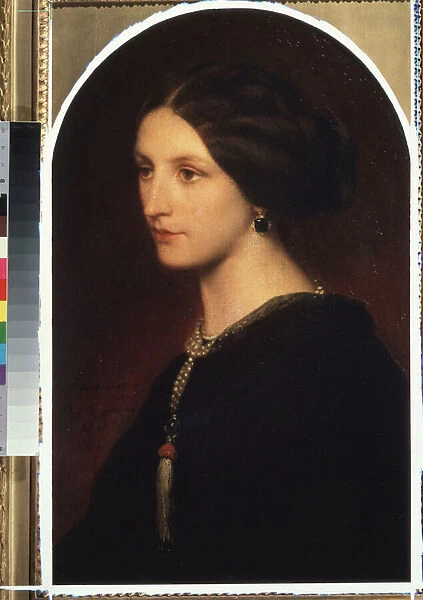 'Portrait de la comtesse Sophie Shuvaloff (Shuvalov ou Shuvalova)'Portrait de jeune aristocrate, un collier de perles autour du cou. Peinture de Paul Hippolyte Delaroche (1797-1856) 1853 Moscou, musee des Beaux Arts Pouchkine