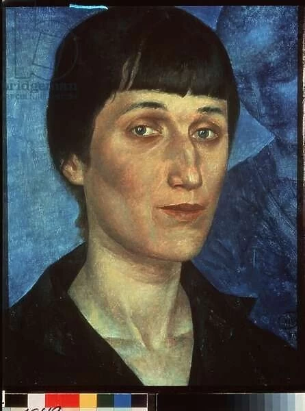 Portrait de la poetesse Anna Akhmatova (Achmatova) (1889-1966). Peinture de Kuzma Sergeyevich Petrov Vodkin (Petrov-Vodkin) (Kouzma Petrov Vodkine) (Petrov-Vodkine) (1878-1939), huile sur toile, 1922. Art russe 20e siecle