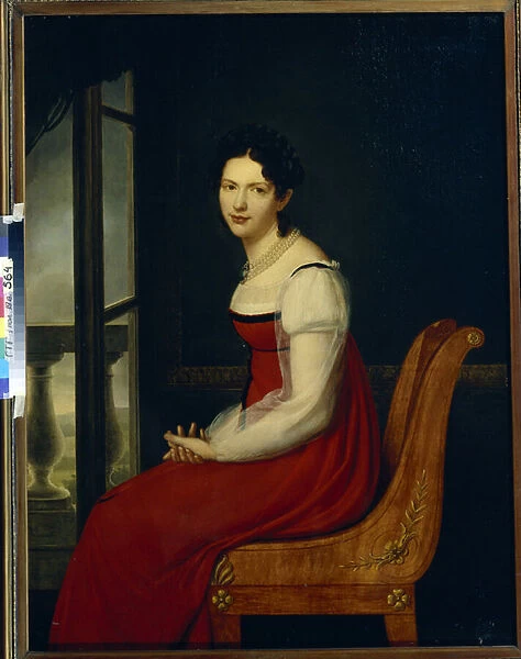 Portrait de la princesse Varvara Sergeevna Dolgorukova, nee Gagarina (1793-1833) (Princess Varvara Sergeyevna Dolgorukova) - Peinture de Henri Francois Riesener (1767-1828), huile sur toile (96, 8x125 cm), 1820, classicisme - State Tretyakov Gallery
