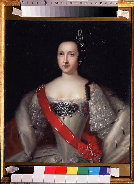 'Portrait de la regente de Russie Anna Leopoldovna (1718-1746), mere du tsar Ivan VI'Peinture de Louis Caravaque (1684-1754) 1733 environ State V. Tropinin-Museum, Moscou