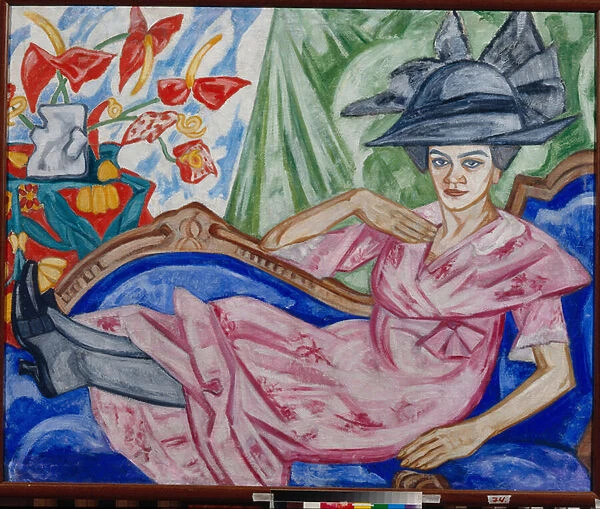 'Portrait de la soeur de l artiste'(Portrait of the Artists Sister) Peinture d Olga Vladimirovna Rozanova (1886-1918) 1912 - Oil on canvas - State Art Museum, Yekaterinburg