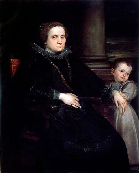 Portrait of Lady with Child Painting by Antonie Van Dyck (1599-1641) 1626 Dim
