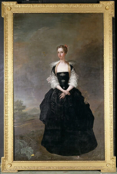 Portrait of a lady, member of the Dundas family, in a black velvet dress with lace