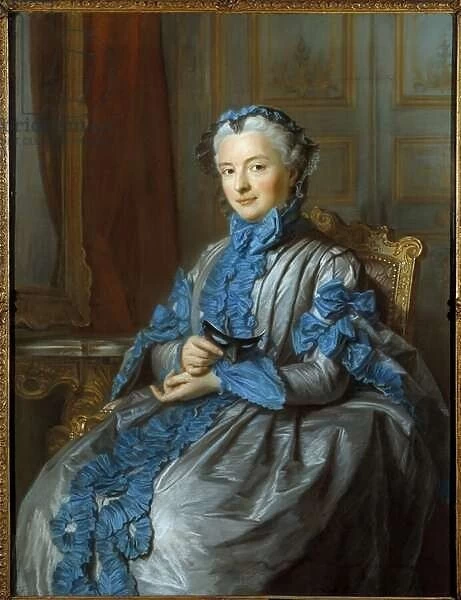 Portrait of Lady of Rieux Painting by Maurice Quentin Delatour dit Quentin De La Tour or