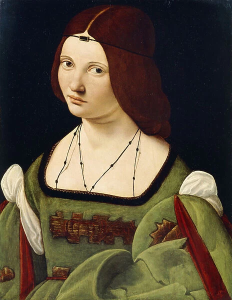Portrait of a Lady, said to be Clarice Pusterla, half-length, in a Green Dress