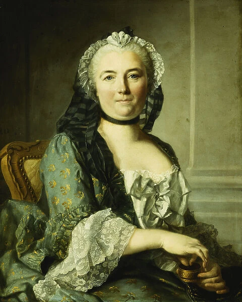 Portrait of a Lady, Seated, Half Length, with a Snuff Box, (oil on canvas)