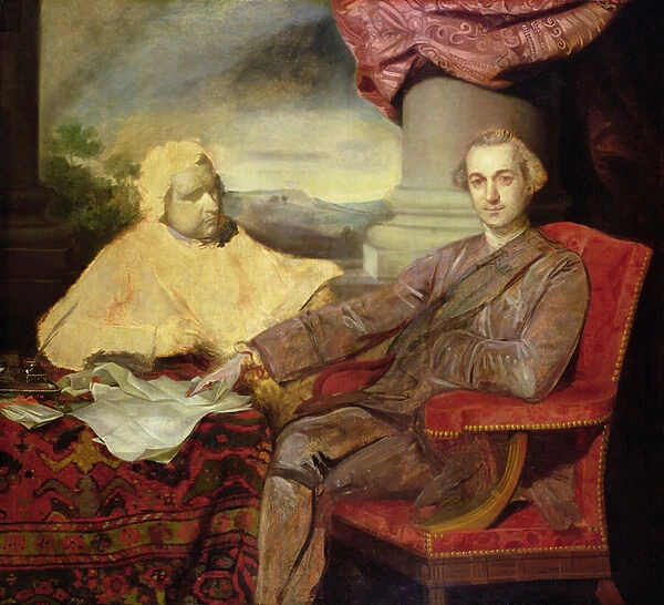 Portrait of Lord Rockingham (1730-82) and Edmund Burke (1729-97) c. 1766 (oil on canvas)