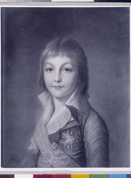 Portrait of Louis Charles, Duke of Normandy, dolphin, future Louis XVII (1785-1795). Painting by Joseph Boze (1745-1826). Private collection (cm 46x36)